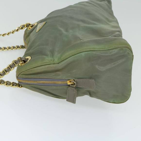 PRADA Chain Shoulder Bag Nylon Khaki Auth 66500 - Picture 3 of 16